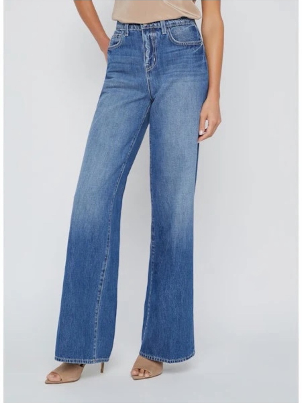 L'AGENCE Women’s Alicent High Rise Sneaker Flare Jeans Brentwood Denim Size 25